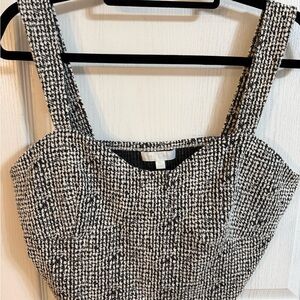 Anthropologie Black and White Tweed Crop Top